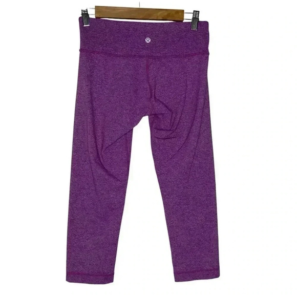 Lululemon Wunder Under Crop  Heathered Purple Stretch Size 6 - Picture 6 of 6